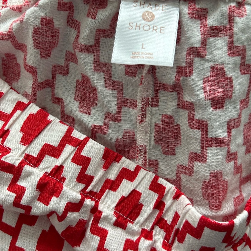 Shade & Shore Red and White Patterned Top
